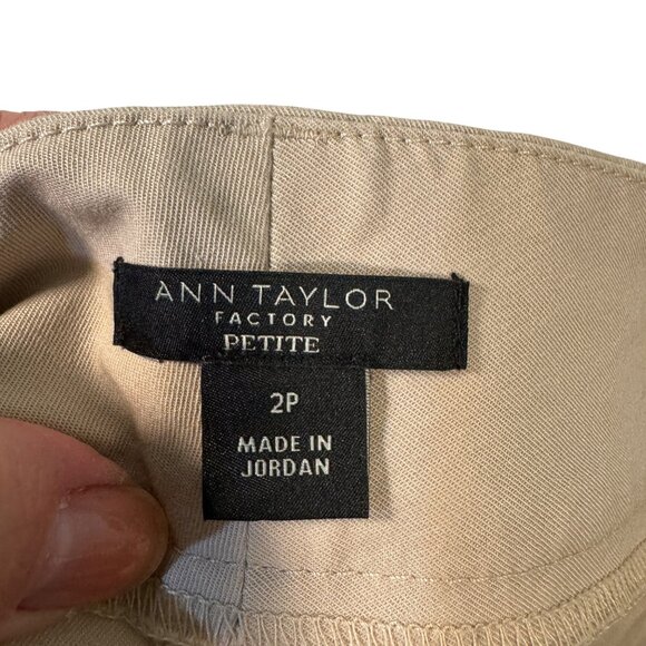 Ann Taylor Factory Womens Petite Khaki Chino Pants 2P Cotton & Spandex Blend - Picture 5 of 6